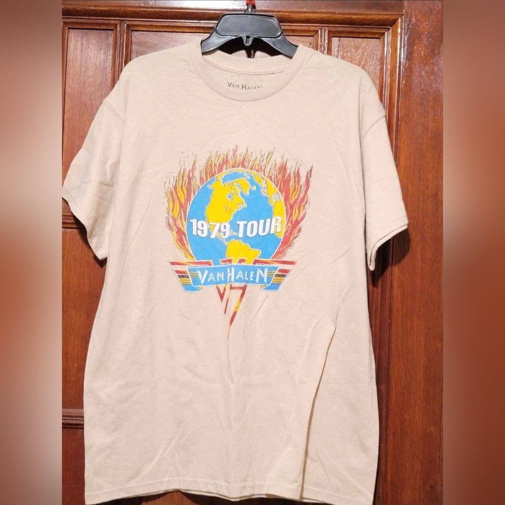 Van Halen "Tour" Tee Shirt- Beige- Size Large